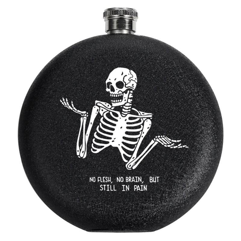 

Матовая черная портативная круглая мини-фляжка объемом 5 унций, металлическая водка, виски, вина, брикет, подарок, Мужская воронка