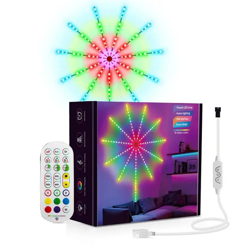 

Fairy String Firework Light Neon Sign Lights With Remote App Control 5050 RGBIC LED Light Strip With Remote Music Sync Sound