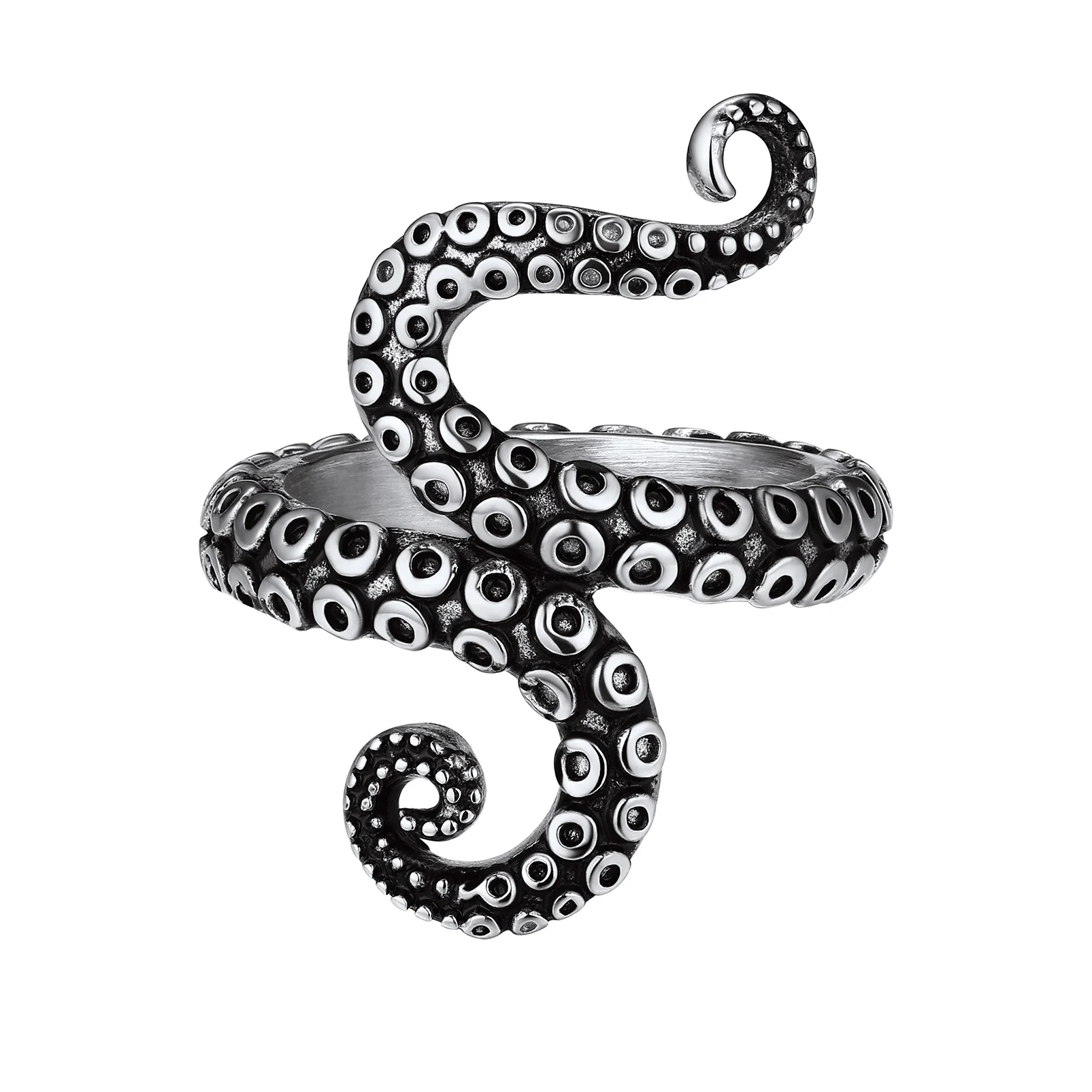 

ChainsPro Octopus Ring Aesthetic Junk Rock Retro Punk Jewelry, Black/18K Gold-plated 316L Stainless Steel Ring, Men and Women
