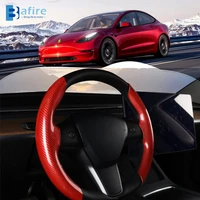 bafire 2022 steering wheel cover for tesla model 3 2017 2022 model y 2020 2022 car steer wheel cover protector non slip 2 pcs