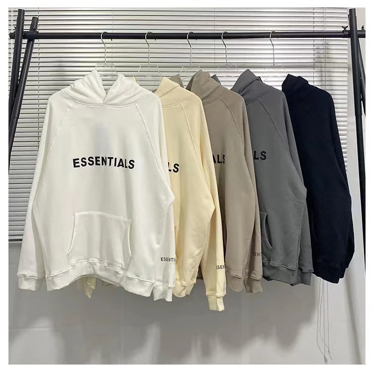 

ESSENTIALS Hoodies Men Sweatshirts Reflective Letter Printing Fleece Oversized Hoodie Fashion Hip hop Unisex Essentials Pullover