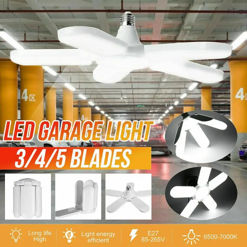 

20000LM 5+1 Blades Deformable LED Ceiling Garage Light Adjustable Shop Ceiling Lamp For Shop Warehouse Workshop Lighting