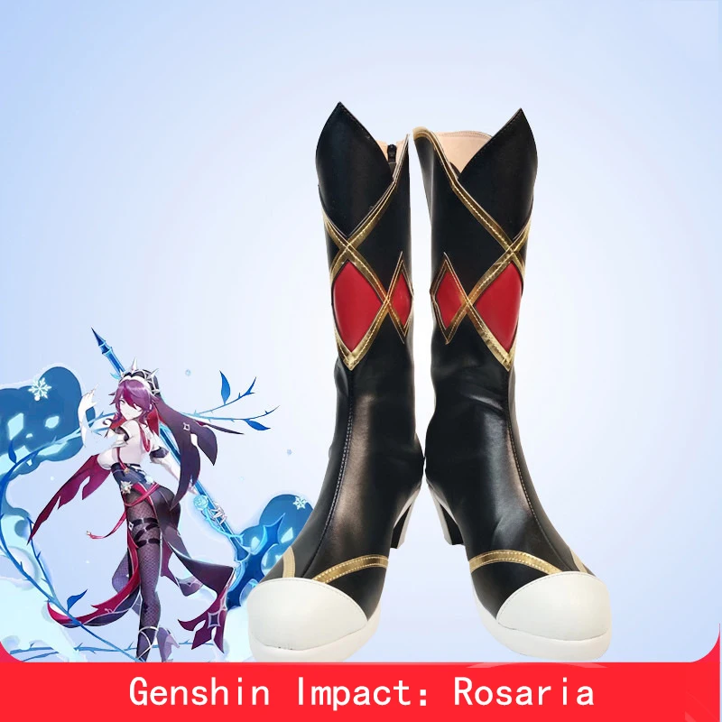 

Genshin Impact Sexy Nun Rosaria Cosplay Long Leather Boots Shoes Women/Men Boots Halloween For Character Shoes Customized Shoes