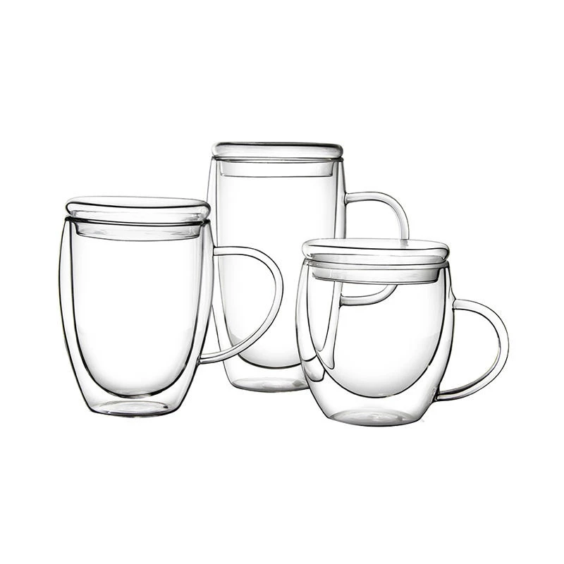 

250ml/350ml/450ml Beer Whiskey Wine Glasses Drinking Glass Tumbler Holder Cup Coffee Cups Tea Mug With Lid Double Wall Mugs