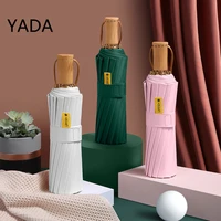 yada high quality 16k wooden handle umbrella sunny and rainy windproof umbrella for women fashion uv folding umbrellas ys220045