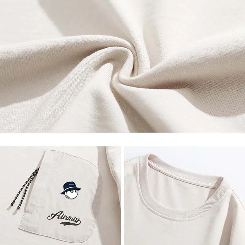 2023 New Men's T-shirt Golf Malbon O-neck Design Men Tshirt Casual Fitting Retro 100% Cotton Breathable Solid Color Shirt Male