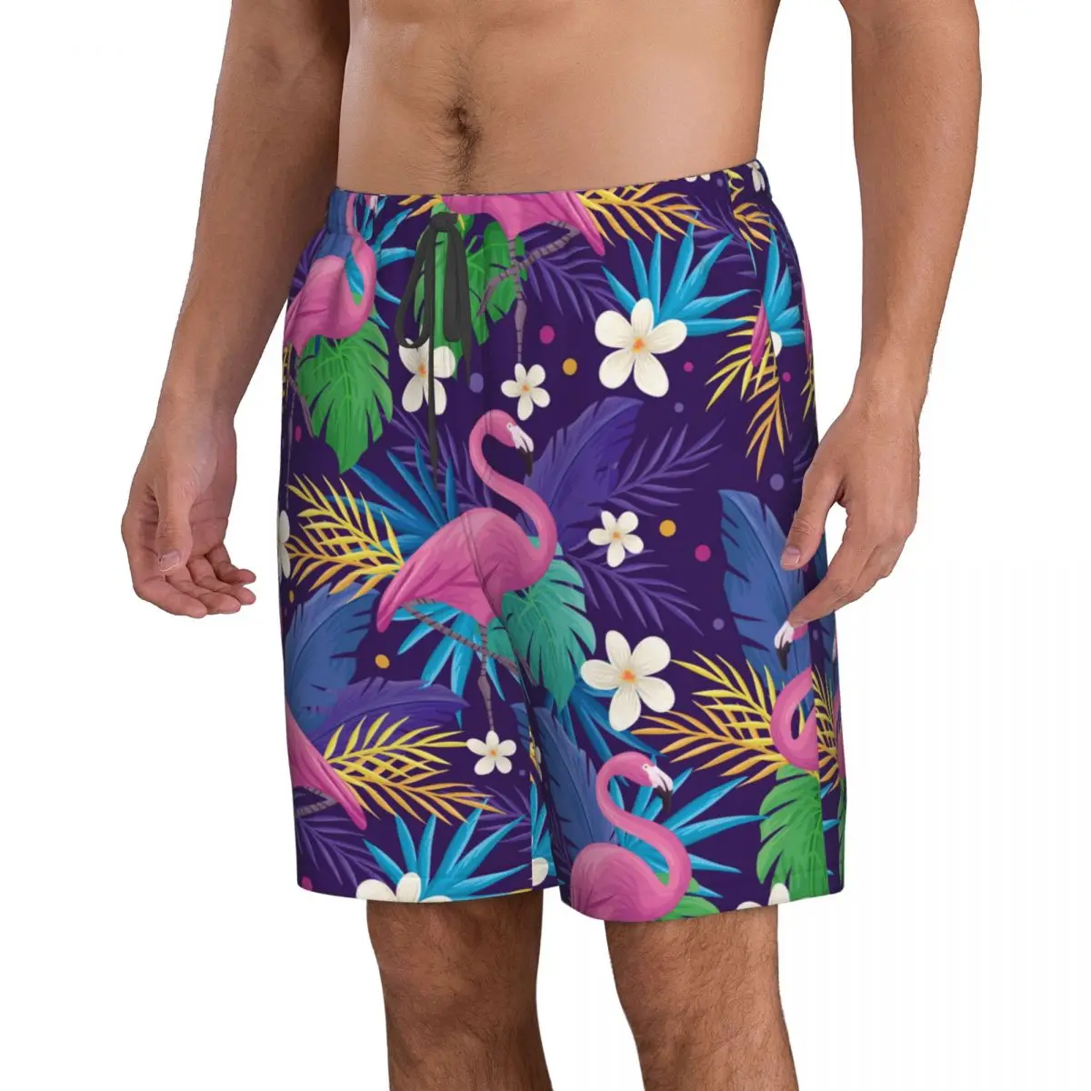 Быстросохнущие шорты для плавания красочные тропические фламинго купальник