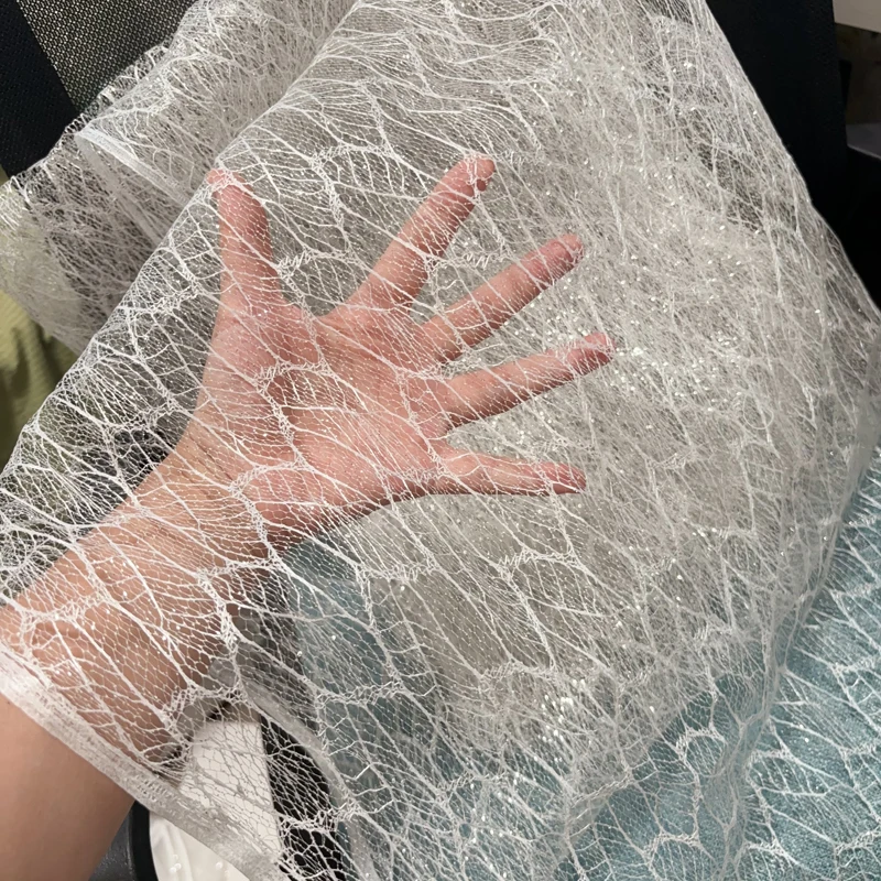 Блестящая блестящая сетчатая кружевная ткань средние жесткие аксессуары сетка