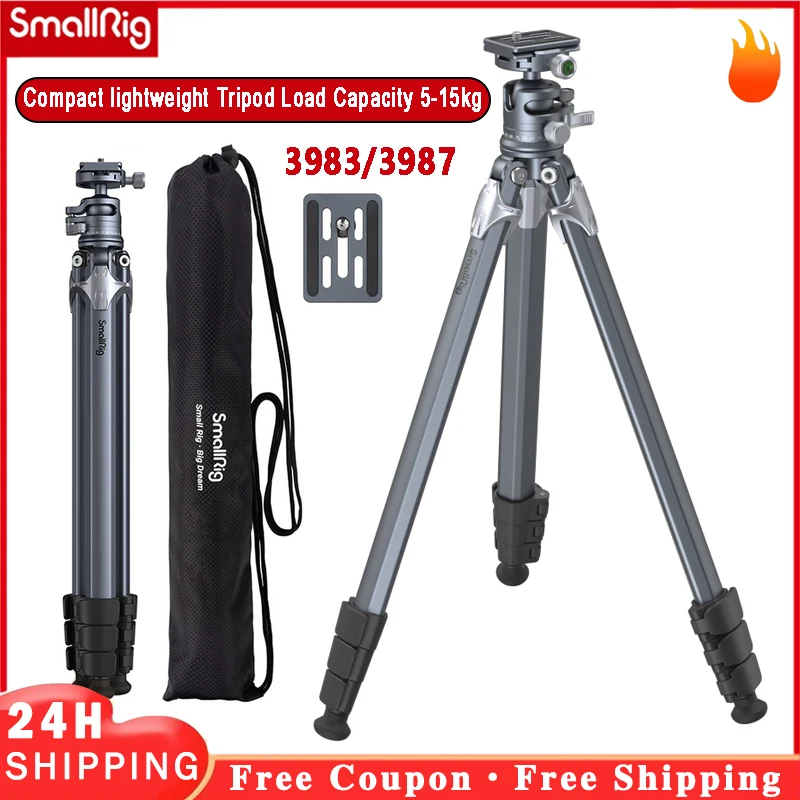 SmallRig AP-01 Aluminum Tripod Compact Lightweight Tripod Load Capacity 5-15kg for Camera Smartphone Telephoto Lens 3983/3987