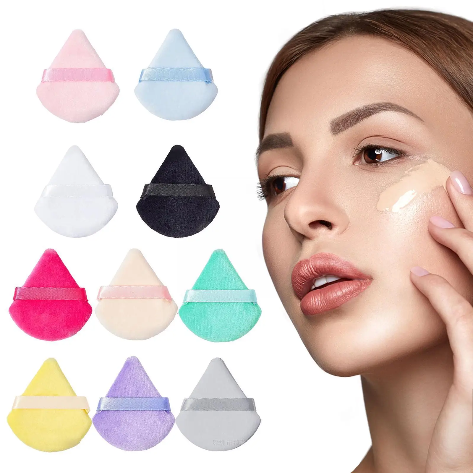 

Triangle Velvet Powder Puff Flours Mini Face Makeup Soft Cosmetics Puff Powder Face Sponge Lightweight Cotton Washable Q0G3
