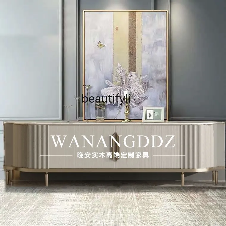 CXH шкаф для телевизора из массива дерева постмодерн джаз белый мрамор небольшой