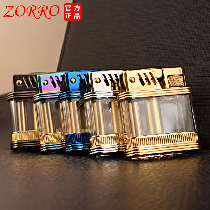 

2022 Zorro Transparent Warehouse Winter Light Metal Kerosene Lighter Rotary Grinding Wheel Kerosene Personality Lighter