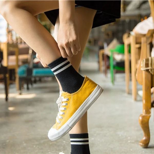 Women Girls Cotton Blend Striped Socks Soft Short Sport Casual Sock Hosiery Spring Autumn Street Campus Exposed Ankle Socks