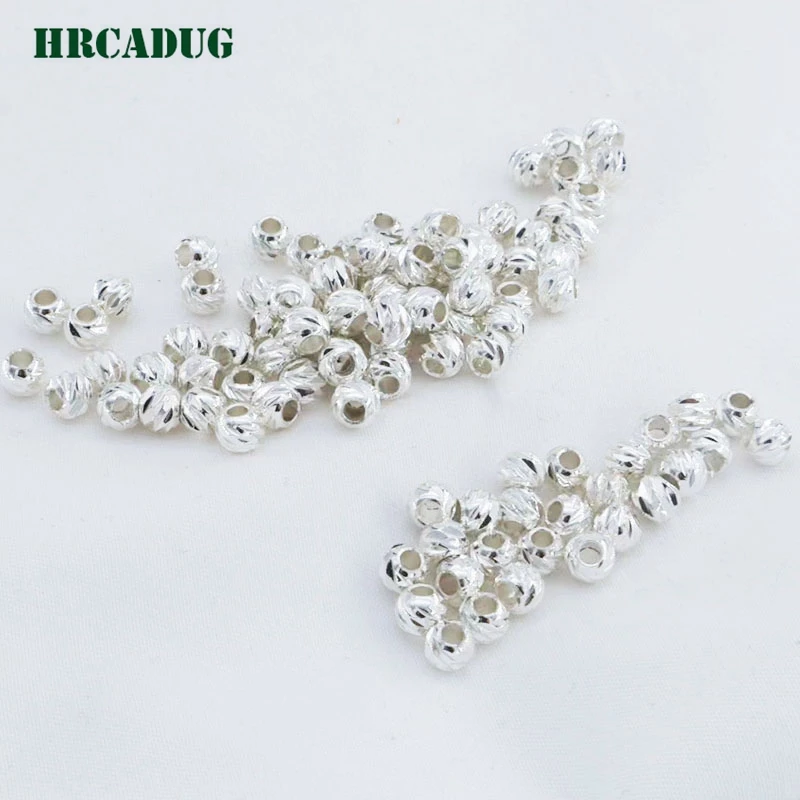 New 2.5/3/4/5/6mm Cut Pattern Separators Beads 18K Gold Plated Round Spacer Beads To Make Bracelets DIY Jewelry Making Supplies