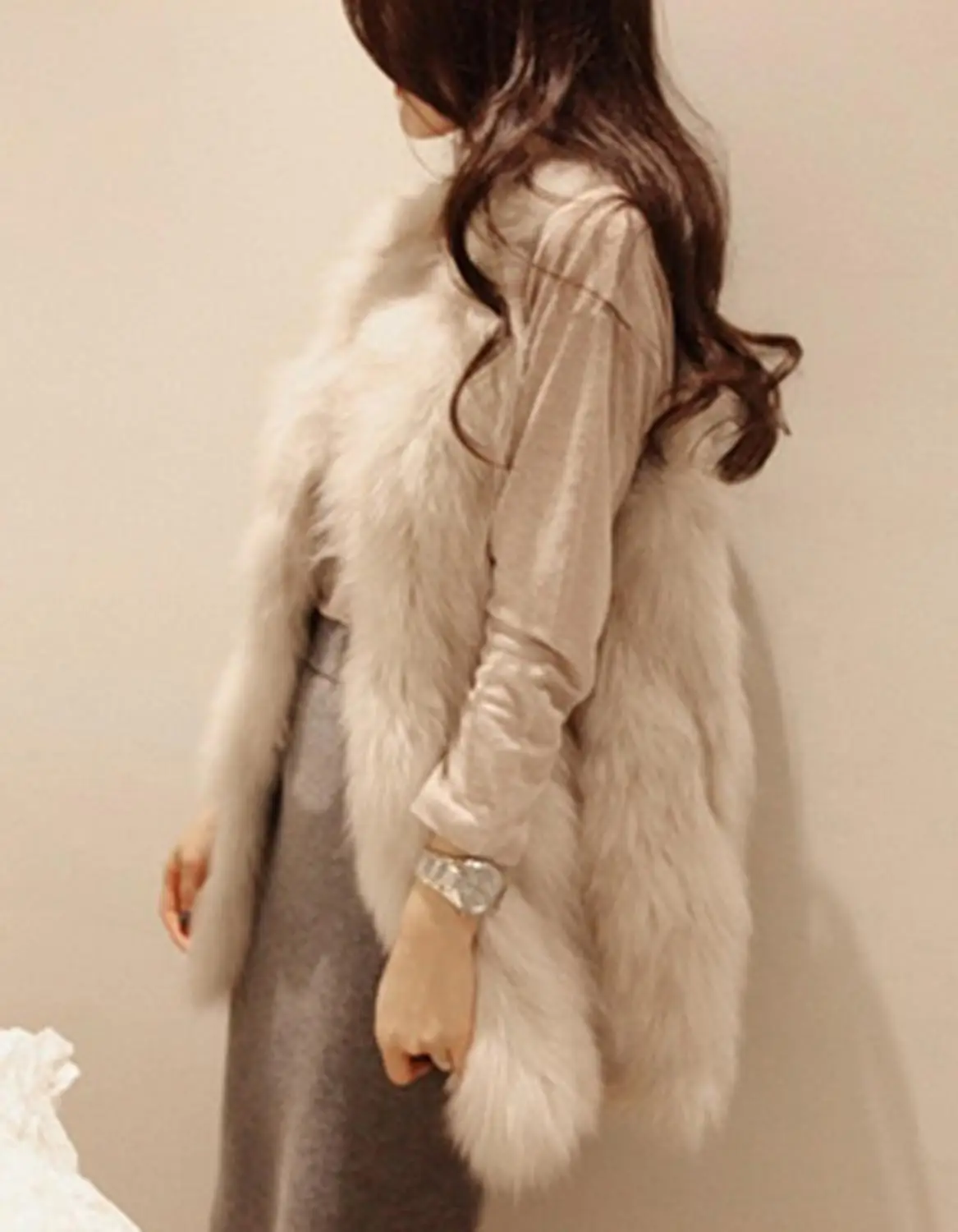 

Chic Lady Faux Fur Vest Winter Warm Coat Outwear Long Hair Jacket Waistcoat