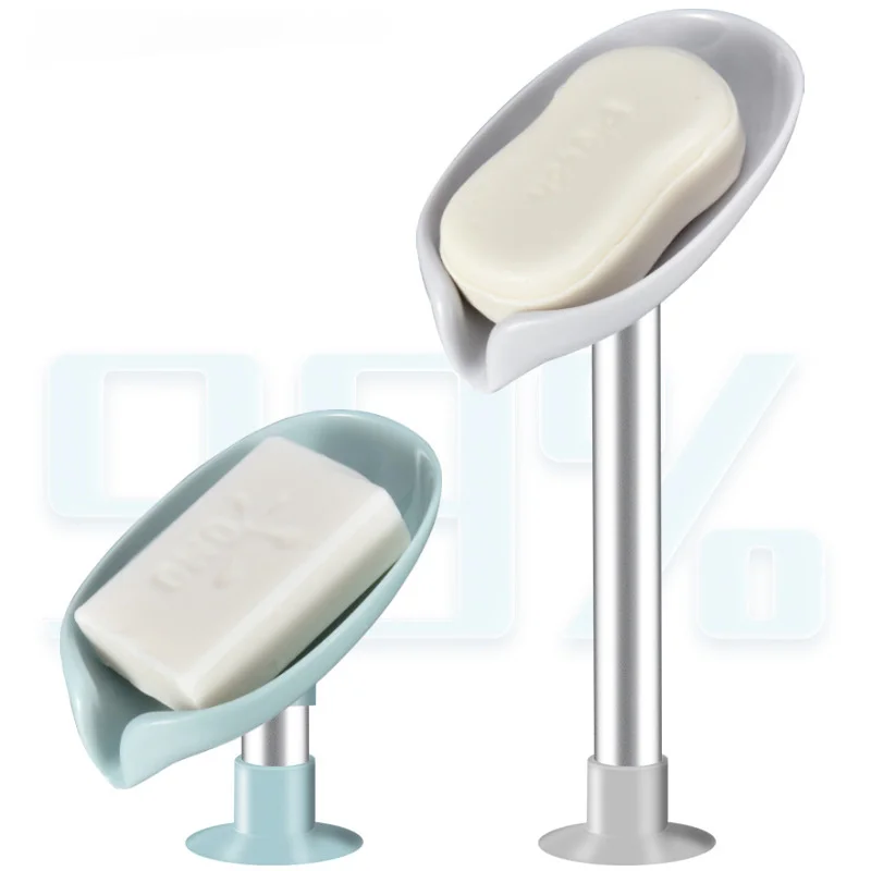 

1PC Leaf Shape Soap Box Bathroom Soap Holder Dish Storage Plate Tray Case Bathroom Supplies Free Standing Suction Cup Drain Rack
