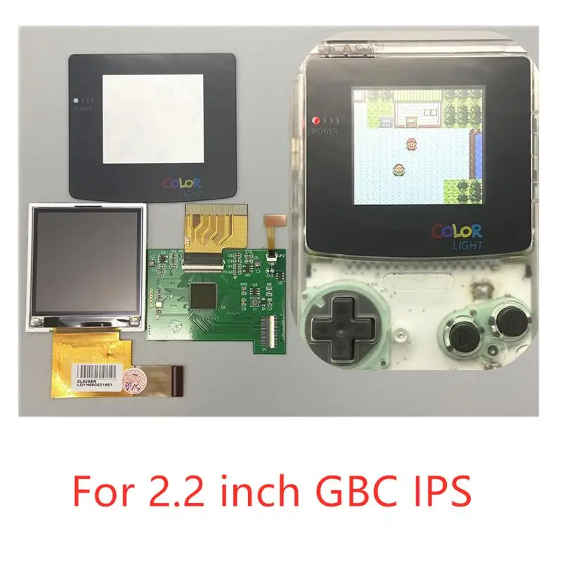 Фото Топ IPS 2,2 дюйма GBC ЖК-дисплей высокой яркости для Gameboy цвет GBC, Plug and Play без сварки и резки корпуса. №1