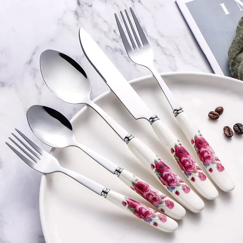 1pcs Kitchen tool Fashion Stainless Steel fork Knife Spoon Bone China fruit fork/cake dessert fork tableware