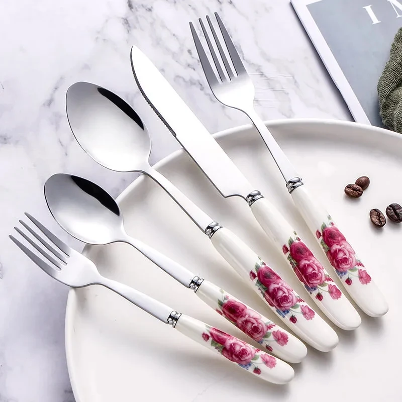 

1pcs Kitchen tool Fashion Stainless Steel fork Knife Spoon Bone China fruit fork/cake dessert fork tableware