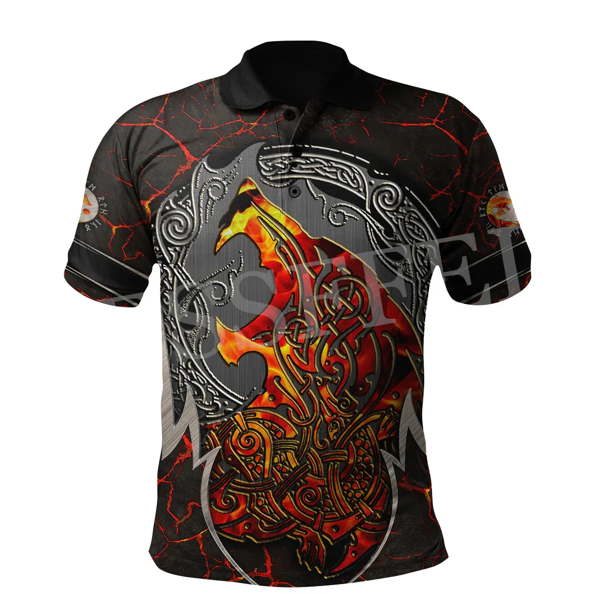 

Newest Wolf Fenrir Odin Nordic Warrior Mythology Tattoo Retro 3DPrint Harajuku Summer Casual Funny Polo Shirts Short Sleeves X5