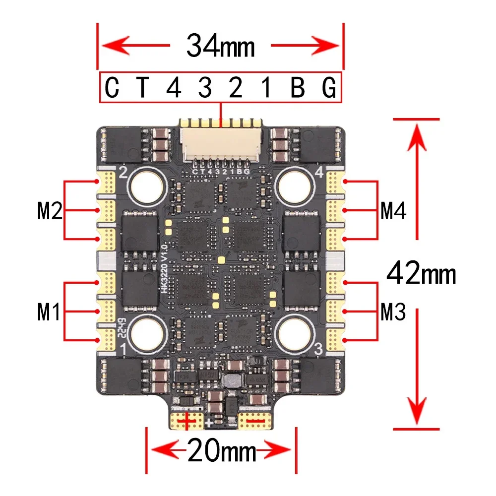 HAKRC 32BIT 60/65A AT4G_Multi_32.9 4in1 Бесщеточный ESC DShot 150/300/600 PWM/Oneshot 125 20x20 мм для гоночного дрона