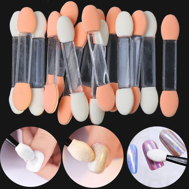 

100pcs Nail Art Brushes Mini Nail Brush Makeup Eyeshadow Brush Double-ended Sponge Nail Brushes DIY Nail Tools Nail Accessories