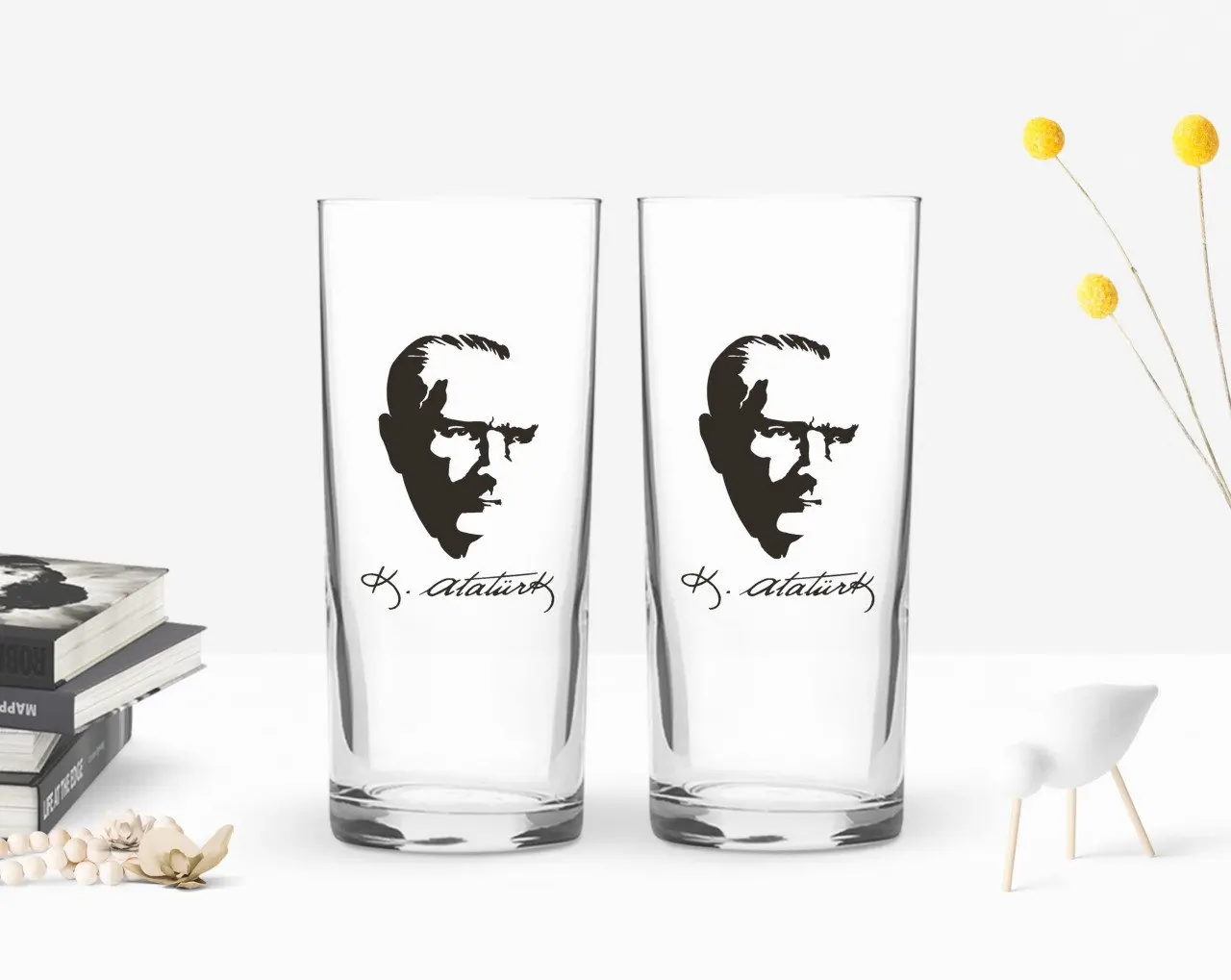 

BK дома напечатаны Ататюрк тематические двойной Arrack чашки Seti-23