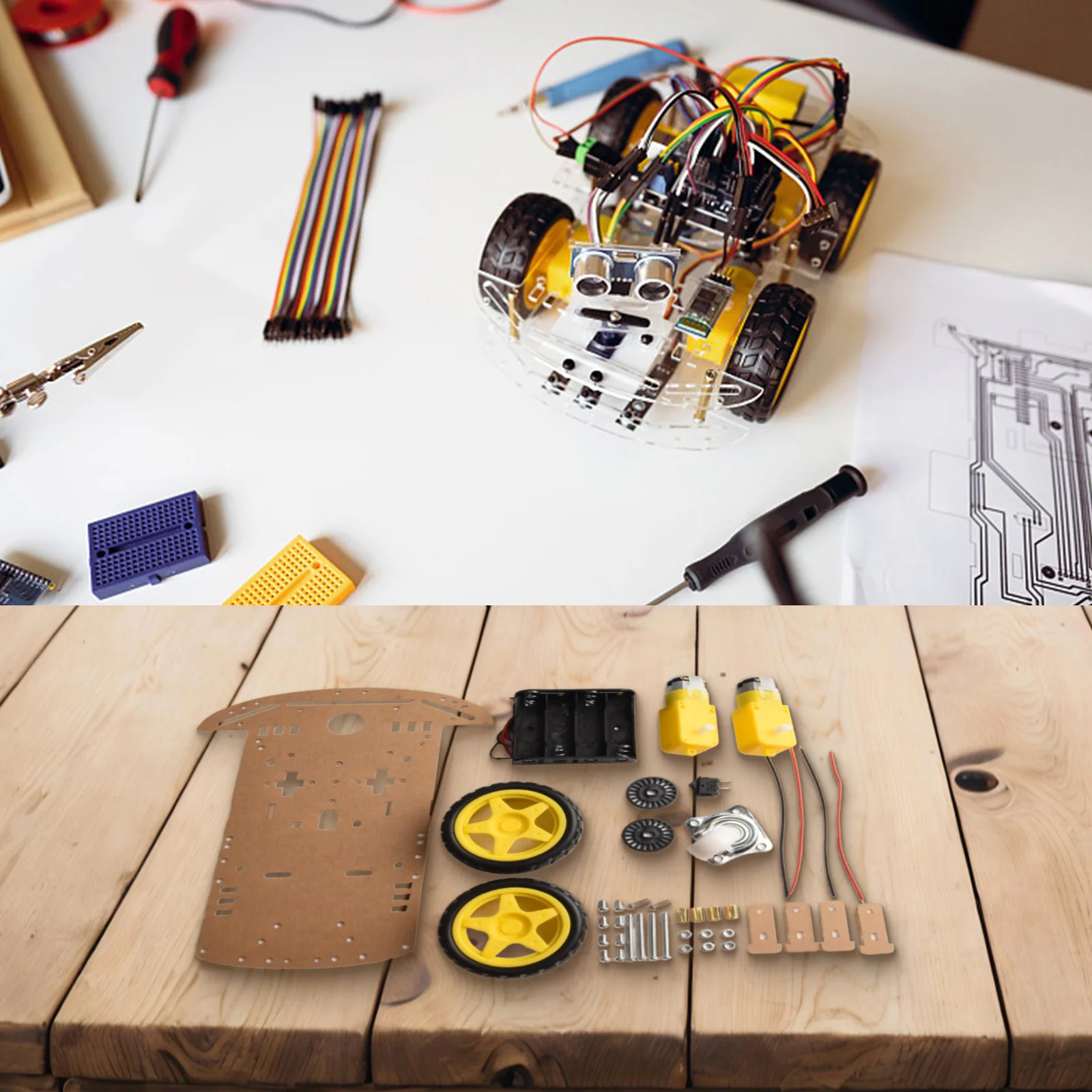 Комплект автомобильного шасси Smart Robot аккумуляторный блок с кодировщиком