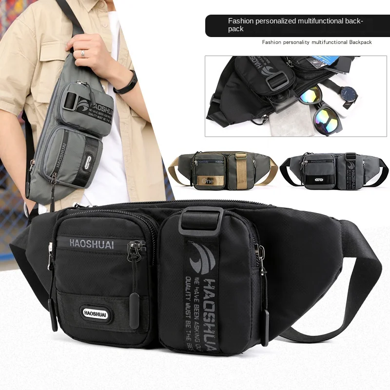 

Outdoor men's waist bag trend messenger chest bag close-fitting running sports cash register bag