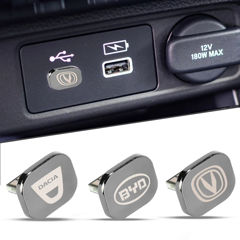 

1pc Car Silver Logo USB Slot Input Adapter Flash Drive for Dacia Dokker Jogger 7 Places Duster Spring Dokker Sandero Accessories