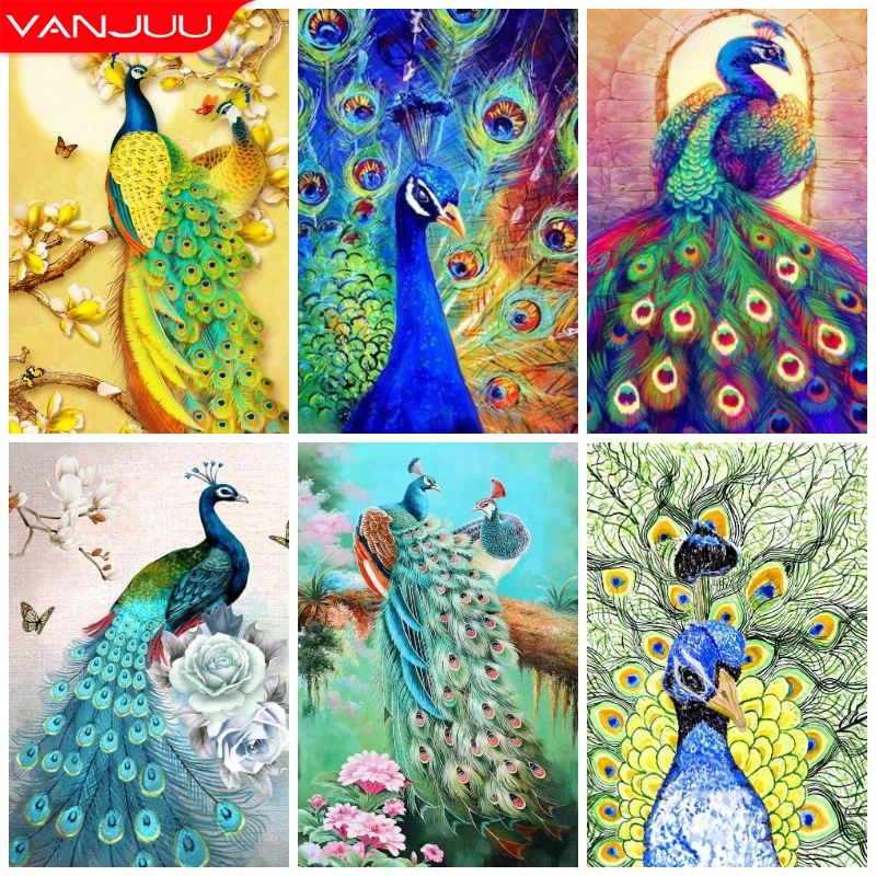 

5D DIY Diamond Painting Animal Peacock Cross Stitch Set Full Square / Round Diamond Embroidery Mosaic Art Home Decoration Gifts