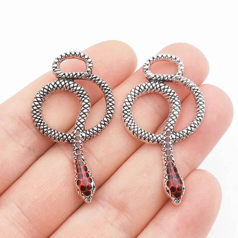5Pcs 26x46mm Antique Silver Color Snake Charms Pendant Designer Charms Fit Jewelry Making DIY Jewelry Accessories Handmade Craft