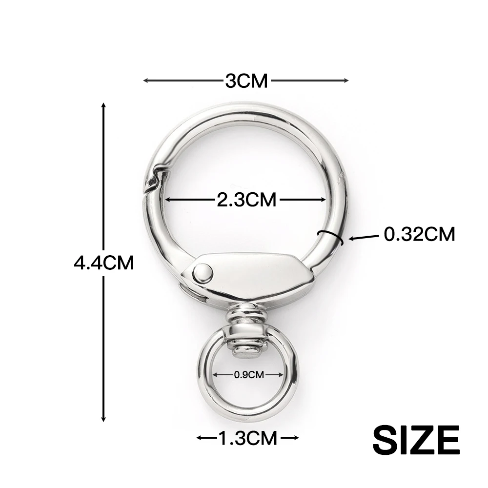 1/2/3pcs Rotatable Ring Spring Clasps Openable Round Carabiner Keychain Bag Clips Hook Dog Chain Buckles Connector DIY Jewelry