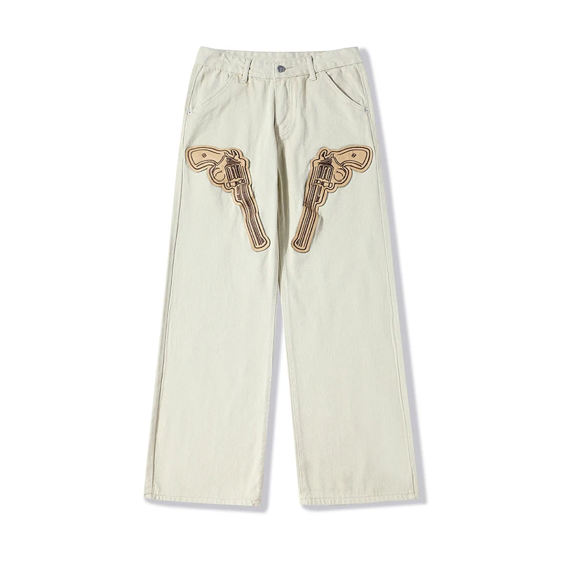 Брюки мужские и женские рваные джинсовые повседневные Прямые брюки оверсайз с