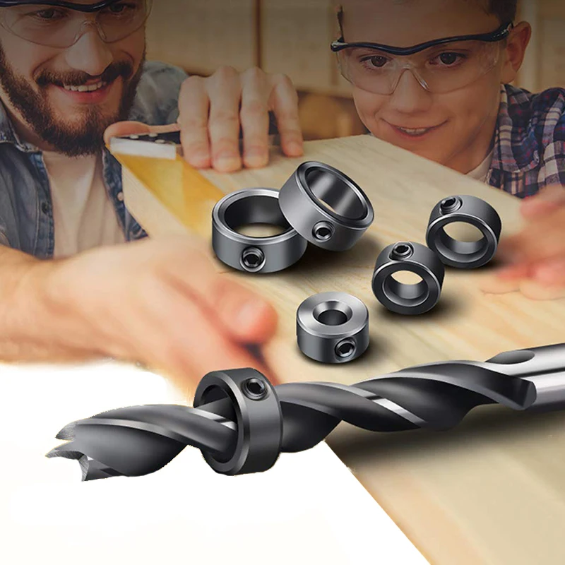 

9pcs Woodworking Drill Locator 3-16mm Shaft Depth Stop Collars Ring Positioner Drill for Wood Drill With Hexagon Wrench Bit Tool