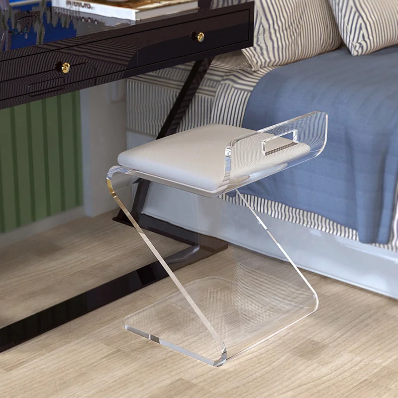 

Modern Simple Acrylic Transparent Dressing Stool Bar Chair Nordic Luxury High Chair Small Family Creative S-Shaped Dining Chair