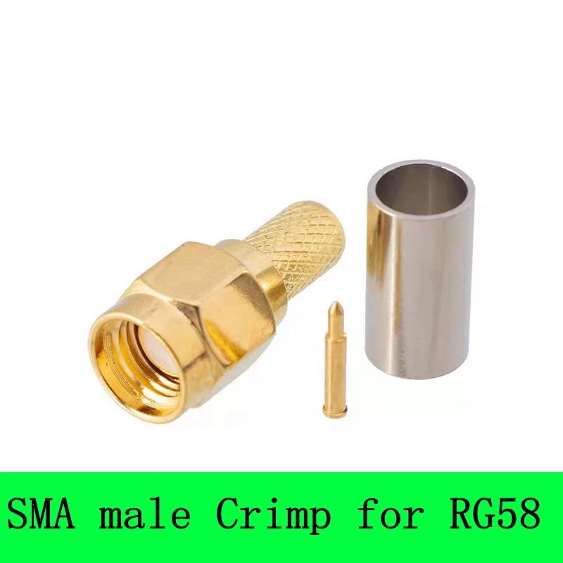 

100 шт./лот разъем SMA штекер обжим для RG58 RG142 LMR195 RG400 3D-FB кабель 50 Ом RF адаптер коаксиальный высокого качества