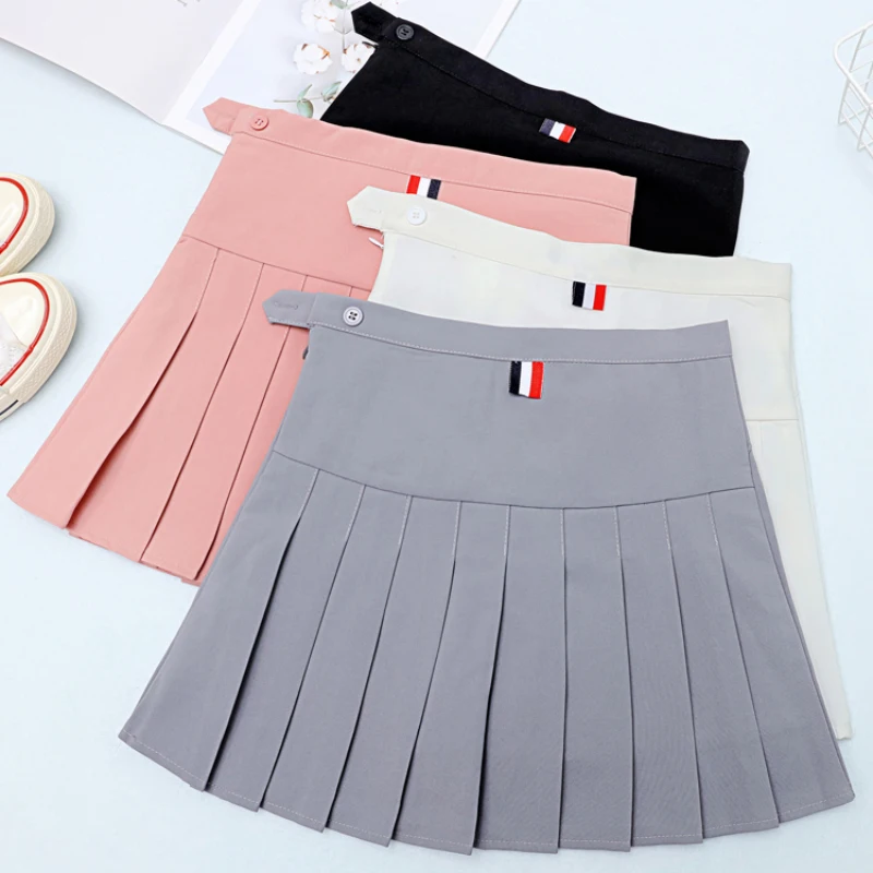 

Kawaii Pleated Skirt Women Summer Korean Fashion High Waistskirt Preppy Style A LinecZipper Black Mini Skirt Girls Dance Skirt