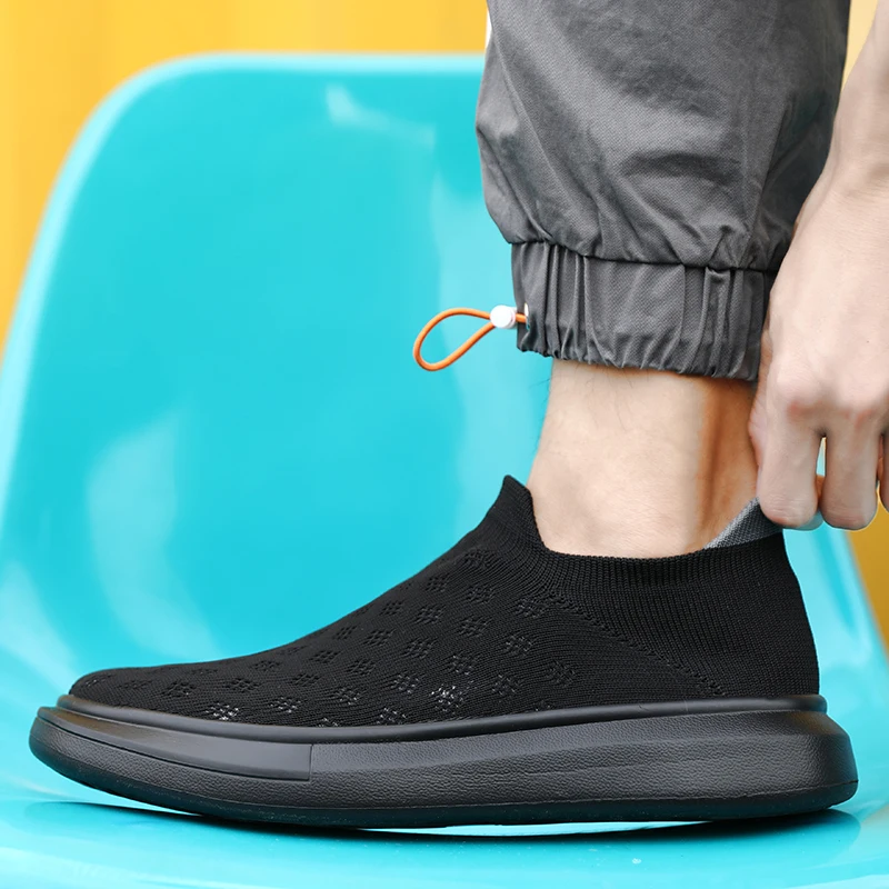 SALUDAS Men Running Shoes Comfortable Fashion Non Slip Blade Sneakers Work Tennis Slip-On Sneakers Walking Sport Athletic Shoes