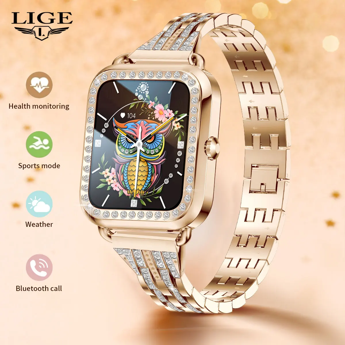 LIGE Смарт-часы для женщин Bluetooth с вызовом Водонепроницаемые часы Спортивный