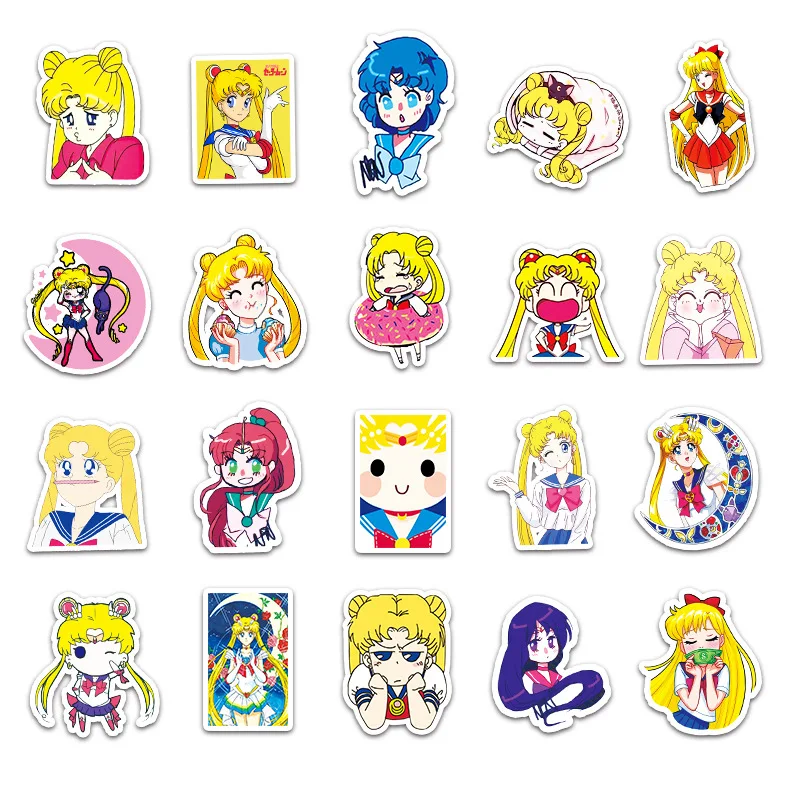 

51 шт., декоративные наклейки в стиле японского аниме «Сейлор Мун»