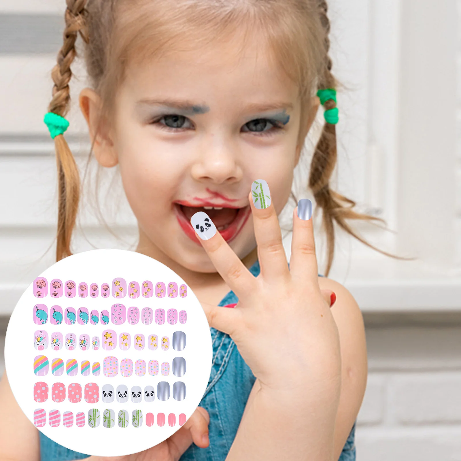 

72pcs Fake Nail Tip Full Nail Sticker Metallic Nail Stickers