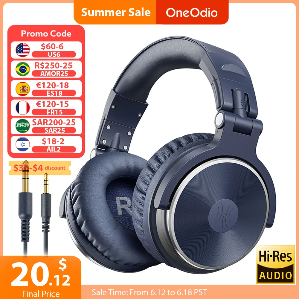 Oneodio Pro 10 Wired DJ Headphones Bass Stereo Gaming Headset With Microphone For Phone Studio Monitor Headphone For Recording