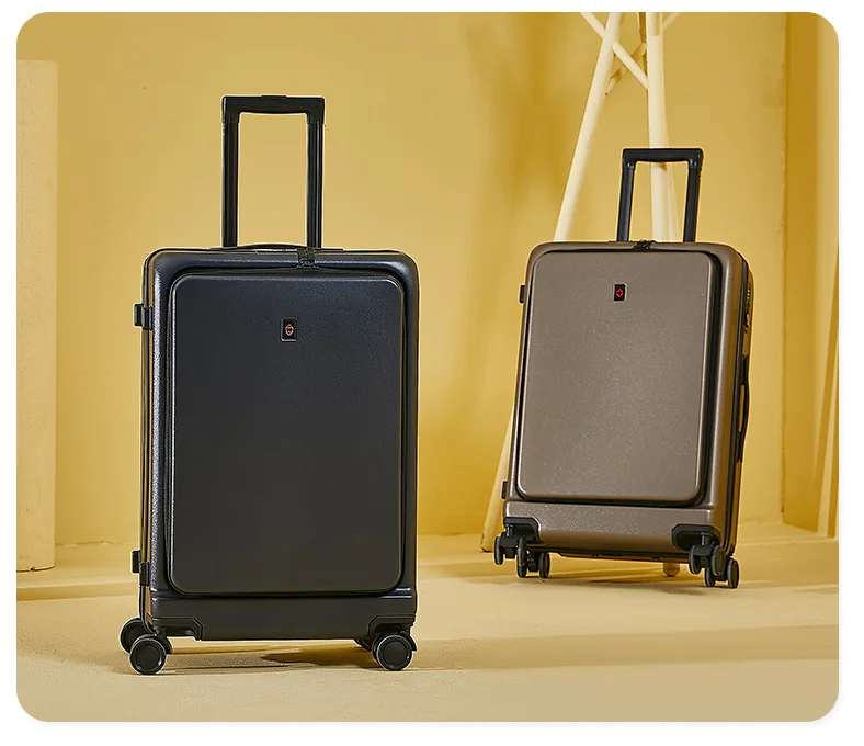 

Mute Wheels Cabin Rolling Luggage Front Opening Suitcase Travel Luggage Business Suitcases on bg1080-bg1084 C1