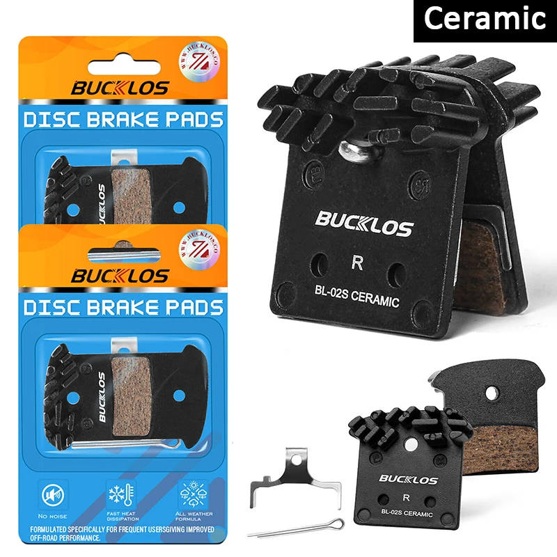 

BUCKLOS Ceramic Bike Disc Brake Pads W/Cooling Fin ICE TECH Brake Pads for Shimano L05A N03A N04C J04C NUTT Ceramic Pads