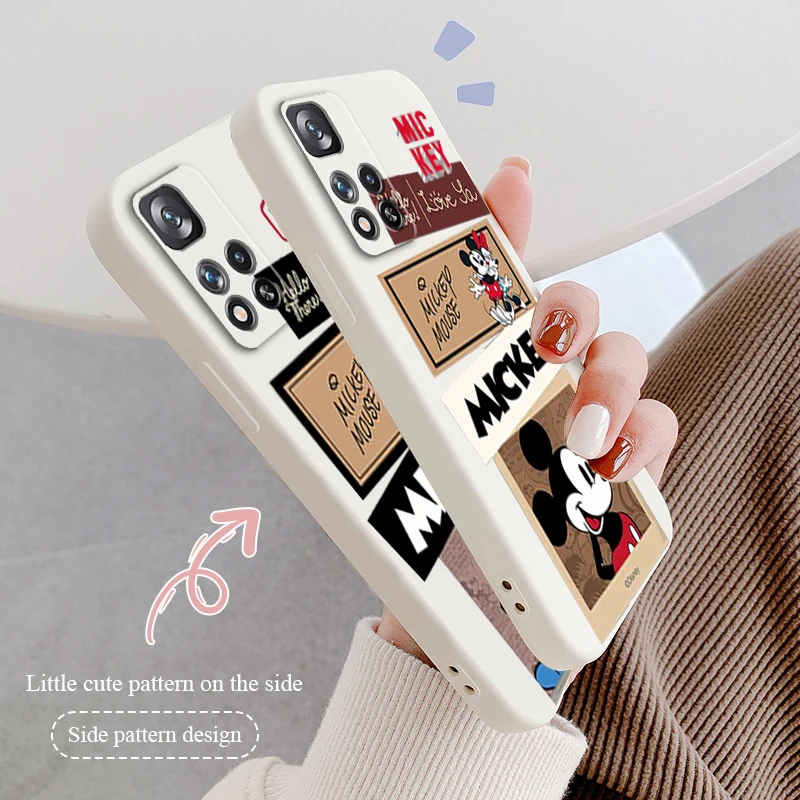 

Disney Mickey Minnie Cool Phone Case For Xiaomi Redmi Note 11 11S 11T 10S 10 9S 9T 9 8T 8 Pro Plus 5G Liquid Rope TPU Funda