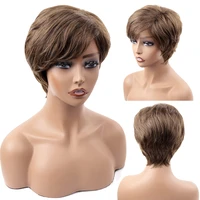 amir synthetic curly wig for women short bob wigs with natural side part brown mixed black wigs daily party heat resistant