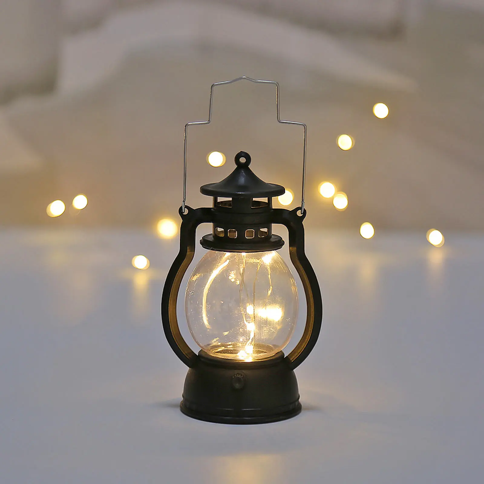 

Винтажный фонарь в стиле ретро, светодиодная подвесная масляная лампа на батарейках, декоративная лампа для дома, праздника, рождественски...