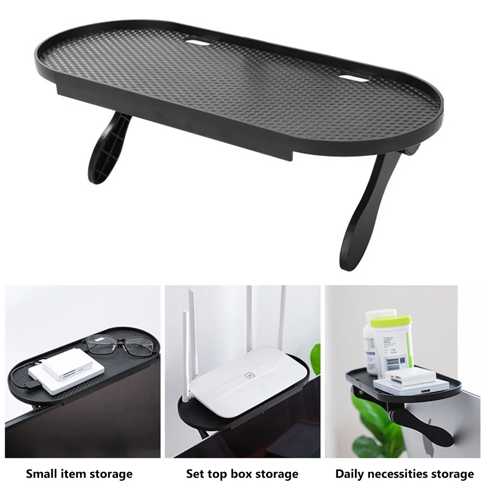 

Adjustable TV Buddy Screen Top Shelf with 2 Holes Computer Monitor Desktop Organizer Bracket Home Office Storage Bracket