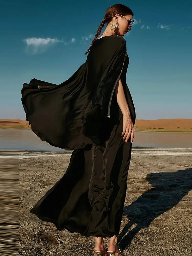 Black Ramadan Eid Mubarak Kaftan Abaya Dubai Evening Dresses For Women Pakistan Arabic Turkey Islam Muslim Long Dress Caftan